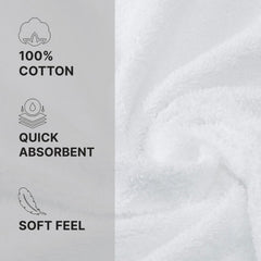 Welspun 100% Cotton Quik Dry Bath Towel 380 Gsm | High Absorbency Super Soft, Fast Drying Bath Towels Large Size (White)