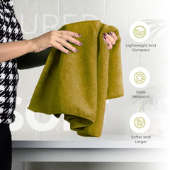 Black Gold The Finer Touch Premium Microfiber Bath Towels 1600 Gsm | Lightweight Ultra-Soft Fade Resistant (Green) - 4 Pcs
