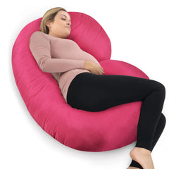 C Shaped Pregnancy Pillow, Full Body Pillow, Maternity Pillow, Dark Pink | Pregnancy Pillow For Sleeping With Removable Cover - Support For Back, Legs, Belly, Hips For Pregnant Women