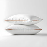 Soft Microfiber Pillows With Premium Mocha Brown Piping, Bed Pillow - 17x27 Inch | Comfortable & Supportive Sleeping Pillows Set, Versatile Use, Any Bedroom DƩcor - Set Of 2