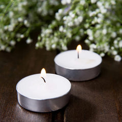 WHITE WAX TEALIGHT CANDLES SET OF 100 | PERFECT DECOR CANDLE FOR NIGHTS EVENTS