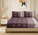 1 Bedsheet For Double Bed With 2 Pillow Covers - 90 X 100 Inches, Dark Brown | Premium Cotton Material Double Bedsheet Queen Size | Skin Friendly & Long Lasting