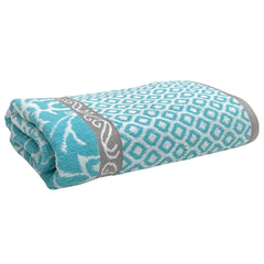 Stamio Cotton Bath Towel 550 Gsm | Extra Soft & Absorbent Large Full Size Towels For Bathing, Home, Sports, Salon, Hotel Use | Jacquard Border (Light Green)