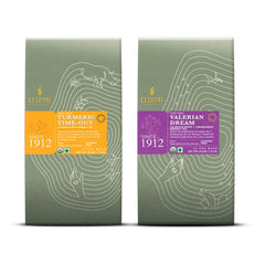 Luxmi Estates Turmeric Time Out + Valerian Dream Herbal Tea Pack Of 2 - 50gm, 1.7 Ounce, 25 Tea Bags | USDA Certified Organic Tea - Caffeine Free Herbal Tea | Stress Relief, Bedtime & Comforting