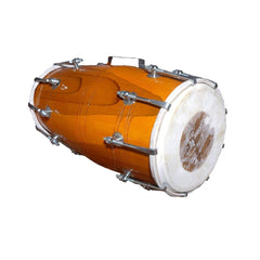 Handmade Wooden Screw Fitted Dholak, Brown - Indian Folk Musical Instrument Drum Nuts N Bolt | Nickel Plated Bolts & Nuts