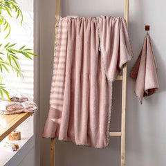 Spread Spain Microfiber Coral & Hand Towel 300 Gsm | Super-Soft Durable & Quick Drying Bath Towlels Gift Items (Rose)