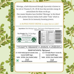 San-Cha Moringa Tulsi Tea - 25 Biodegradable Herbal Tea Bags | Promotes Increased Energy Levels & Muscle Relaxation - Zero Caffeine, No Artificial Flavors