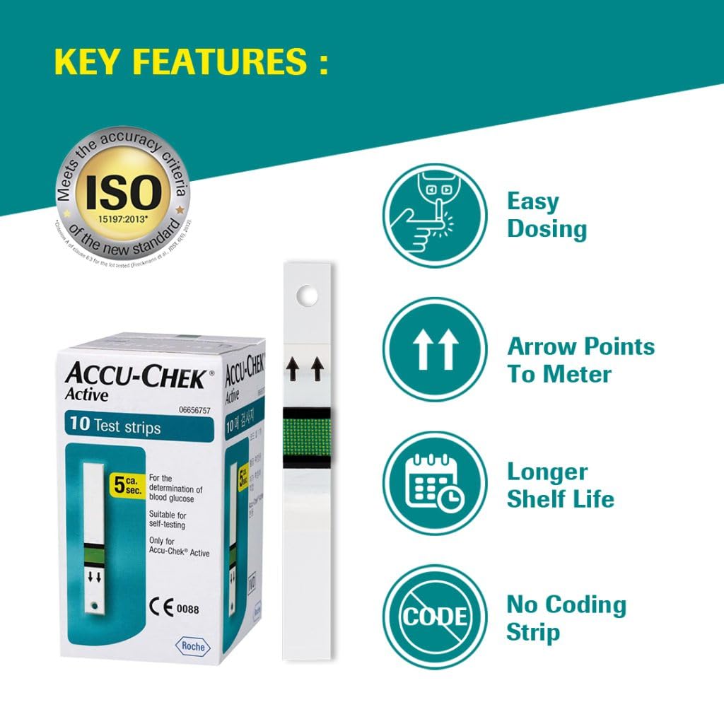 Accu-Chek Active Test Strips - Pack Of 100 Strips | For Use With Accu-Chek Active Glucometer Accu-Chek Active Test Strips - Pack Of 100 Strips | For Use With Accu-Chek Active Glucometer