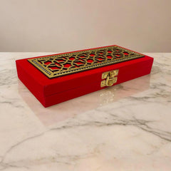 Decorative Shagun Cash Gift Box For Money Gaddi, Jewellery, Gifting Sagan Wedding Occasion, Acrylic Design Rectangle Shape, Colour - Red