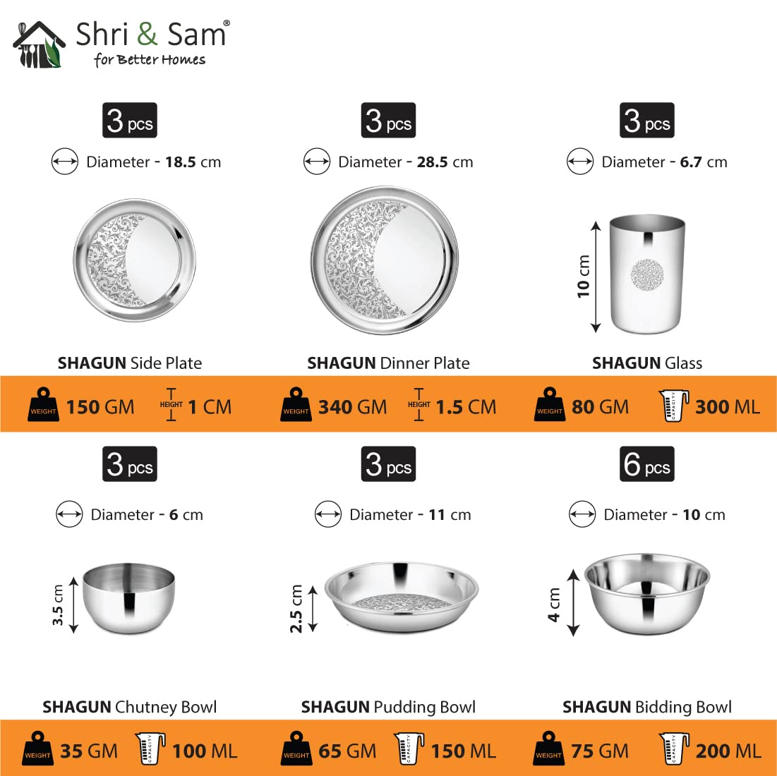 Designer Stainless Steel Shagun Laser Bloom Dinner Set Of 45 Pieces, Silver | Easy To Clean & Dishwasher Safe Designer Stainless Steel Shagun Laser Bloom Dinner Set Of 45 Pieces, Silver | Easy To Clean & Dishwasher Safe