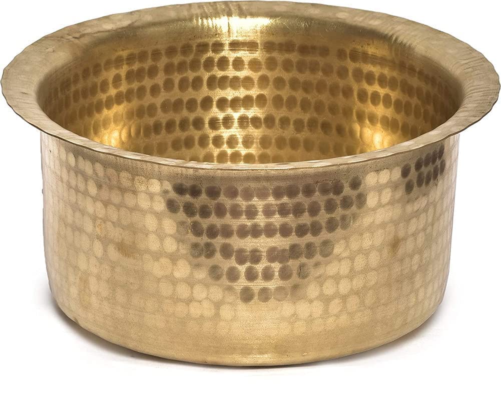 Golden Brass Round Patila - Tapeli - Tapela - Tope, 2.5 Liters | Multipurpose Brass Hammered Patila - Brass Tope - Brass Cookware - Patila - Round Tapeli - Bhagona Golden Brass Round Patila - Tapeli - Tapela - Tope, 2.5 Liters | Multipurpose Brass Hammered Patila - Brass Tope - Brass Cookware - Patila - Round Tapeli - Bhagona