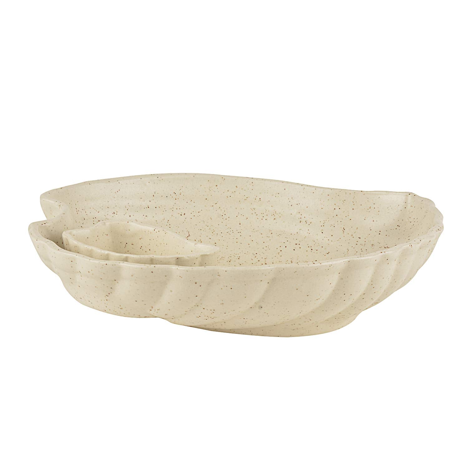 Ceramic Snacks Serving Platter With Dip Cup - Off White, 8 Inches | Nachos & Snack Serving Platter Ceramic Snacks Serving Platter With Dip Cup - Off White, 8 Inches | Nachos & Snack Serving Platter