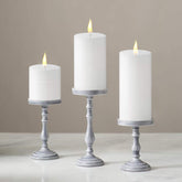 PILLAR WAX CANDLES WHITE 90 HOUR | 3 X 3 INCH, 3 X 4 INCH, 3 X 6 INCH | SET OF 3