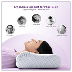 Memory Foam Pillow, Cervical Pillow For Neck Pain, White - 49.5 X 29.2 X 10.2 Cm | Orthopedic Contour Pillow, For Neck Pain, Head, Back, Shoulders, Washable, Pillow - Set Of 2