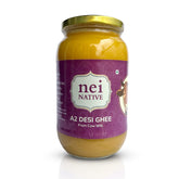Pure Premium A2 Desi Ghee By Nei Native | Pure Bilona Method Homemade Cow Desi Ghee Good For Bones Health | (1 Litre) 33.8 Ounce | Jar Pack