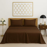 Microfiber Bedsheets For King Bed With 2 Matching Pillow Cover - 108 X 108 Inches, Brown | Good For Guest Houses, & Daily Home Use