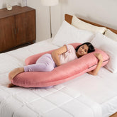 Pregnancy Pillow, J Shaped Pillow, Maternity Pillow For Sleeping - Pink Color | Pillow For Pregnant Women | Velvet Cover, Full Body Support For Better Sleep, Baby Support Pillow