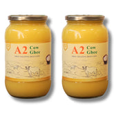 Premium A2 Cow Ghee By H2 Milk Farm | Highly & Nutritious Traditional Bilona Method Cow Ghee Dry Skincare Remedy For Glowing Skin | 1 Litre | (500ml * 2) 33.8 Ounce | Jar Pack