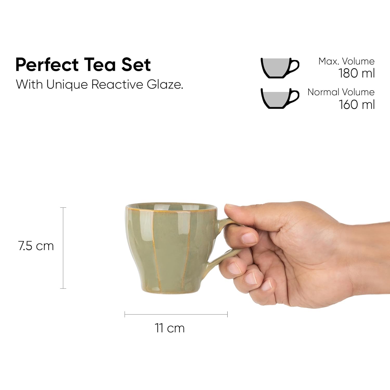 Ceramic Line Cup & Saucer Set Of 6 - Pista Green, 180ml Each | Cup Saucer Set - 6 Cups + 6 Saucers | Glossy Finish Tea Set - Ceramic Tea Cup & Saucer Set Ceramic Line Cup & Saucer Set Of 6 - Pista Green, 180ml Each | Cup Saucer Set - 6 Cups + 6 Saucers | Glossy Finish Tea Set - Ceramic Tea Cup & Saucer Set