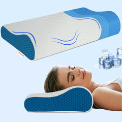 Premium Orthopedic Cool Gel Memory Foam Pillow, For Neck Pain Relief, Model - Contour | For Head & Shoulder Pain Relief, Use For Head, Back, Neck | Comfortable Pillow - Pack Of 2