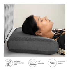Memory Foam Pillow, Orthopedic Pillows For Neck Pain, Dark Grey, Large Size - 25 X 15 X 2.5 Inch | Memory Pillow For Sleeping, Thick Pillow, Washable, ?Multi Position Sleeper - Set Of 4