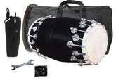 Wooden Musical Instrument Dholak With Full Tool Kit - Black | Instrument Drum Nuts & Bolt, Dholak For Festivals, Wedding, Satsang - Very Easy To Tune