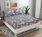 Double Bedsheets With 2 Pillow Covers | 90 X 90 Inches, Grey & Pink - Soft & Luxury Bedsheet | Long Lasting & Soft Touch Bedsheet