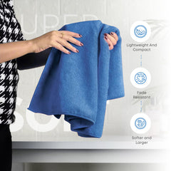 Black Gold The Finer Touch Premium Microfiber Bath Towels 1600 Gsm | Lightweight Ultra-Soft Fade Resistant (Blue) - 4 Pcs