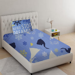 100% Cotton Kids Bedsheet For Single Bed With 1 Pillow Cover - 57 X 88 Inches, Sky Blue | Durable & Wrinkle Free - All Season Bedding