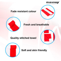 Maxnap Sunstripe Premium Cabana Striped Towel 600 Gsm | 100% Cotton, Soft & Quick-Dry Pool Towels - Set Of 2 (Red)