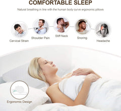 Memory Foam Pillow For Sleeping, Contour Cervical Orthopedic Pillow - White | For Neck & Shoulder Pain Relief For Sleeping, Ergonomic Cervical Pillow, Neck Support, Adjustable Pillow