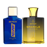 John Phillips Passport & Sparkle Eau De Parfume 100ml 3.4 Fl.oz. Each Pack Of 2 | Long Lasting Fresh Fragrances For Men