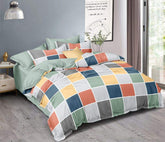 1 Flat Bedsheet For King Size With 2 Pillow Cover + Comforter - 90 X 100 Inch, Multicolor | Super Soft Glace Cotton - 4 Pcs Bedding Set | Perfect Gifts Set Wedding, Anniversary