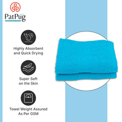 Patpug 100% Indian Ultra Soft Cotton Hand Towel 400 Gsm | For Gym, Workout, Yoga, Wash Basin (Cool Aqua) - 2 Piece