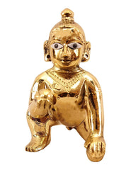 Ashtadhatu Laddu Gopal Idol, Thakur Ji, Bal Gopal, Gold, Brass, Size - No. 1, Traditional Style, Handmade Idol, Janmashtami Special Statue, For Home Temple, All Occasion Statue