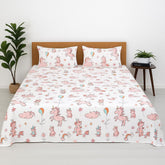 Printed Bedsheet For Single Bed Includes Pillow Covers Skin Friendly - Size-60x90 Inches, White | Perfect For Children'S Rooms Bedsheet