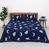 Kids Bed Sheet Collection Fun, Colorful & Comfortable Bedding For Boys & Girls - 108x108 Inches, Blue | Wrinkle-Free, Soft & Cozy ā Moonlit Sharks Pattern