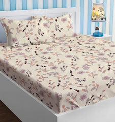Cotton Double Bedsheets With 2 Pillow Covers - 90 X 90 Inches, Off White | Double Bed Breathable & Wrinkle Free - Ultra Soft 180 Thread Count Super Soft