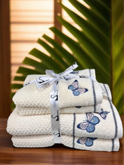 Senses By Riba All Cotton 550 Gsm Embroidered Bath Towel Set - Pack Of 4 (Style 12)