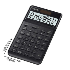 Casio JW-200SC-BK Premium & Stylish Calculator (Black) | 12 Digits, 2-way Powered - Tax Calculation, Currency Exchange Calculation