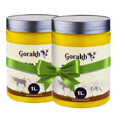 Premium Desi Ghee By Gorakh | Good Source Of Protein Fiber Healthy & Nutritious Desi Cow Ghee Perfect For Boost Immunity | 2 Litre (1 Litr * 2) 67.6 Ounce | Jar Pack