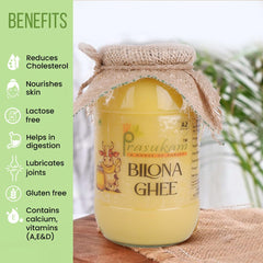 100% Natural Bilona Ghee By Prasukam | Delicious Healthy & Nutritious Danedar Cow Ghee Good For Glowing Skin | (1 Litr) 33.8 Ounce | Jar Pack