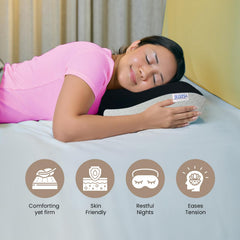 Cervical Pillow For Neck Pain & Shoulder Pain Relief, Black & Blue | Memory Foam Pillow For Sleeping - Orthopedic Pillow For Spondylitis, Perfect For All Sleeping Position - Pack Of 2