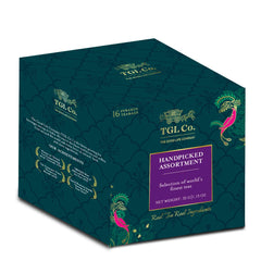 TGL Co. Handpicked Assortment Green Tea Sampler Box - Pack Of 2 X 16 Pyramid Tea Bags, 64gm, 2.2 Ounce | Medium Caffeine