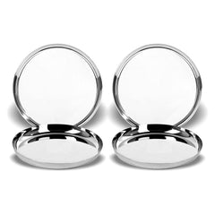 Silver Stainless Steel Dinner Plate - Khumcha Plate Set Of 4 Plates, Dia-29.5 Cm | Lunch Dinner Plate - Glossy Finish, Rust Proof, BPA Free