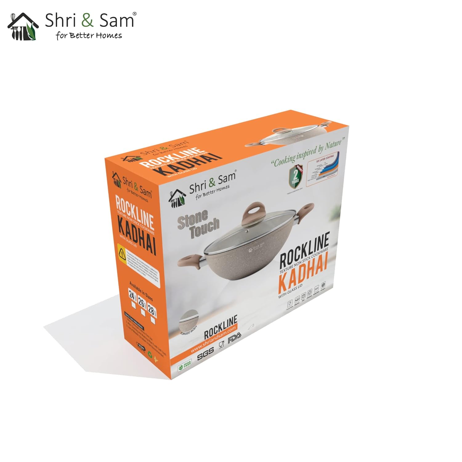 Rockline Aluminium Kadhai With Lid, Brown - 28 Cm, 3 Liters | Easy To Clean & Dishwasher Safe - Gas & Induction Compatible Rockline Aluminium Kadhai With Lid, Brown - 28 Cm, 3 Liters | Easy To Clean & Dishwasher Safe - Gas & Induction Compatible