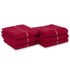 Divine Overseas Cotton Terry Hand Towels 1200 Gsm | Soft & High Absorbent (Red) - Pack Of 6