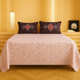 1 Double Bedsheet With Two Pillow Covers - 90 X 94 Inches, Blush Pink | 300 Thread Count Super Soft Bed Sheet For King Size Bed Floral Design