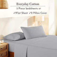 Double Bedsheet For Queen Size With 2 Matching Pillow Cover - 90 X 100 Inches, Light Grey | Breathable & Durable, Soft Touch & Perfect For All Seasons