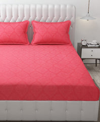 144 TC King Size Bedsheet With 2 Pillow Covers - 90 X 95 Inches | Pink, Damas Design Bedsheet | Machine Washable & Wrinkle Resistant